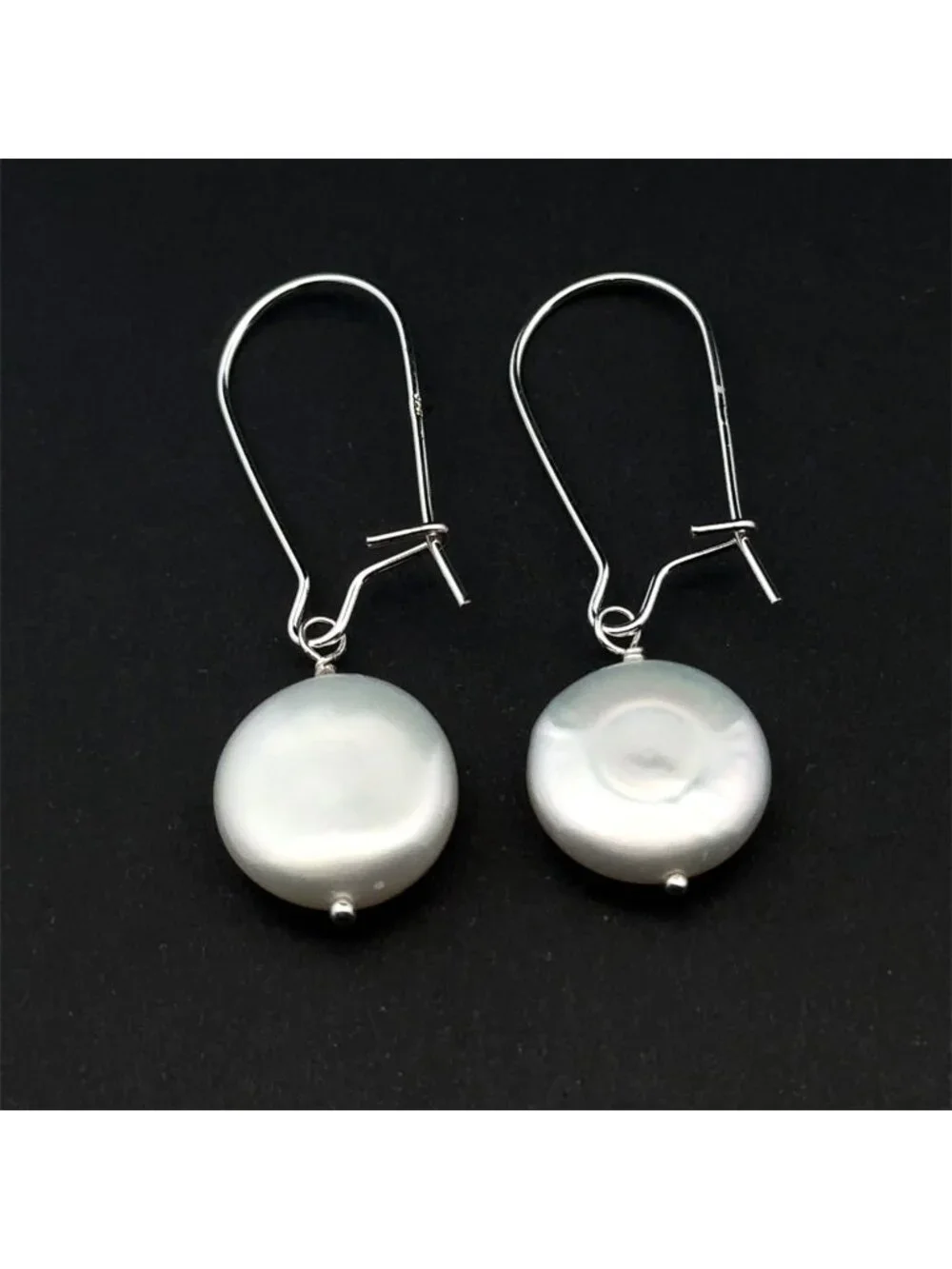 925 Sterling Silver Earrings Kidney EarWire Freshwater Coin Interchangeable Modu - Picture 1 of 6